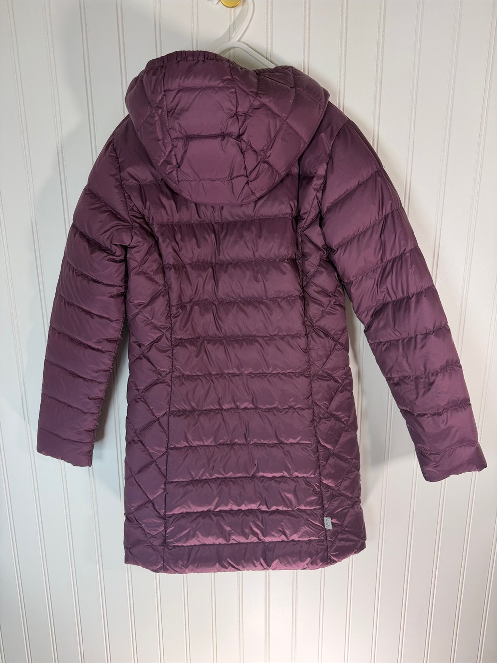 Garnet Hill Reversible Plum/Teal Hooded Girl’s Down Puffer Coat Large - Picture 2 of 16